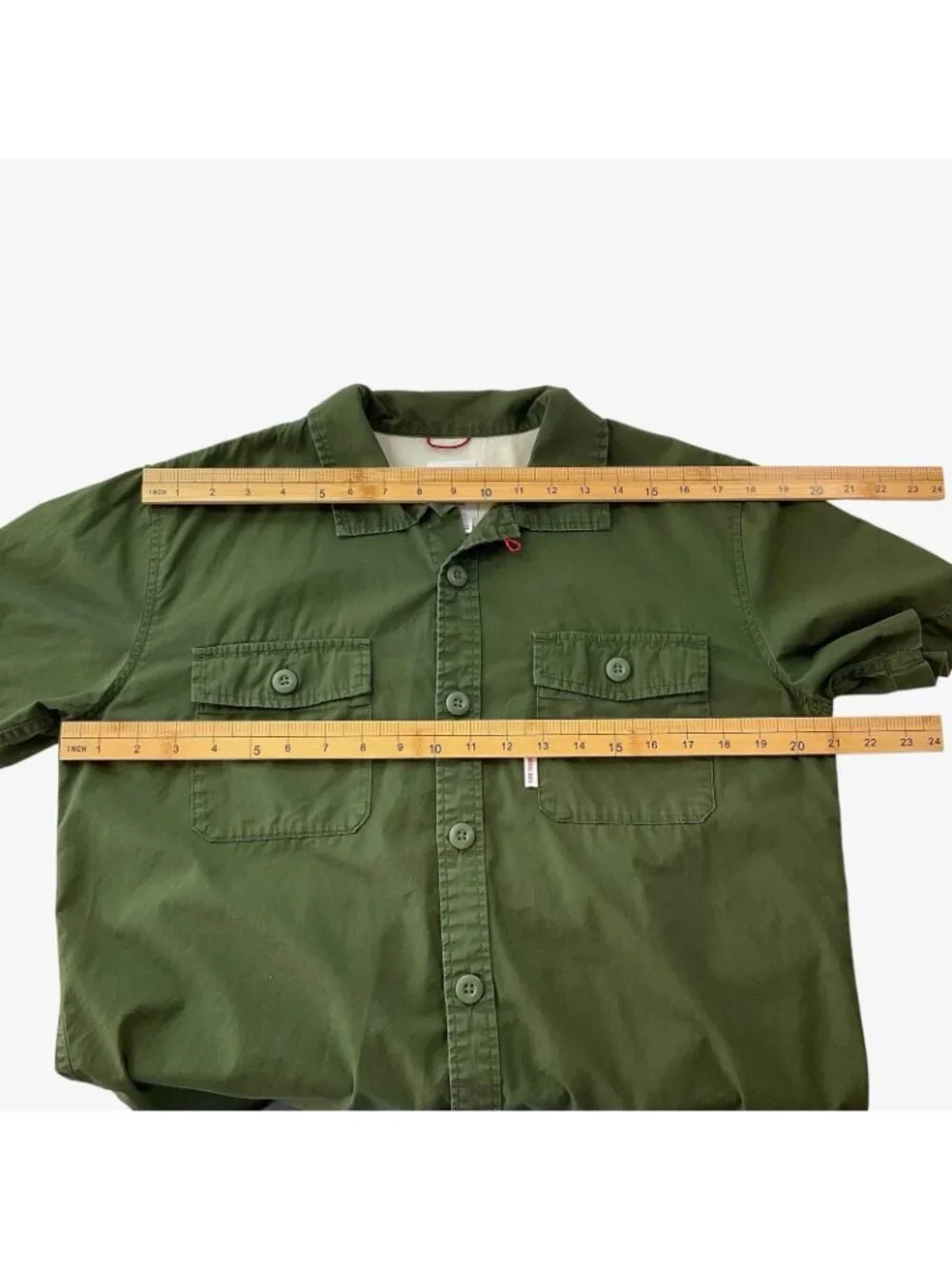 Topo Designs Field Shirt Mens Medium Green Short Sleeve Button Up Cotton Organic